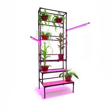 Напольная ступенчатая подставка для цветов Barva Bicolor с фитолампами, высокая, металлическая с подвесом горшков и кашпо BarvaBi фото